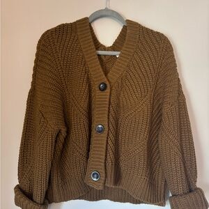 Chunky Knit Button-Up Sweater - Brown